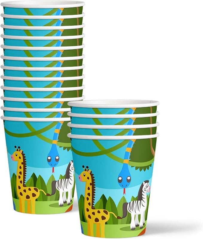 Safari Jungle Theme Birthday Party Decorations Tableware Set - Wild Animal Birthday Party Supplies Includes Plates, Napkins, and Cups | Kit for 16