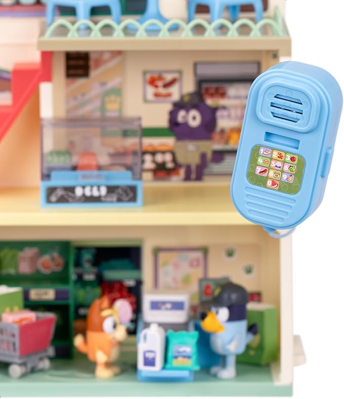 Bluey and Bingo Supermarket Playset with Escalator, Pretend Play Toys for Toddlers, Sounds and 15 Pieces, Bluey Grocery Store Playset