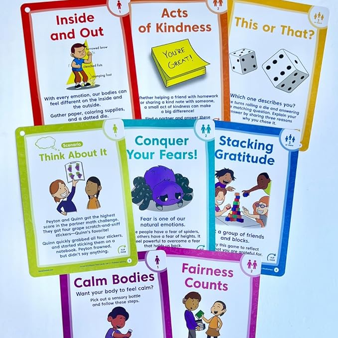 hand2mind Social Emotional Task Cards for Ages 8+, Social Emotional Learning, Play Therapy Toys for Counselors, Social Skills Activities for Kids, Conversation Starters, Emotional Regulation for Kids
