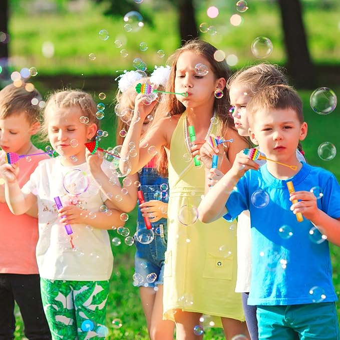 AFZMON 24 Pop Party Favors Bubble Wands for Kids, Pop Fidget Mini Bubbles Wand Toys, Pop Party Supplies Goodie Gift Bag Stuffers Pinata Classroom Prizes