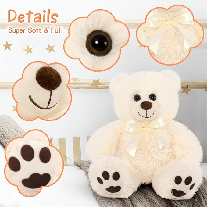 MorisMos Bulk Teddy Bears for Kids, 3-Pack Teddy Bear Stuffed Animals Bulk for Baby Shower, 14'' Teddy Bears Bulk,Soft Stuffed Bear Stuffed Animal Wholesale for Valentine's Gift Birthday Party Favors