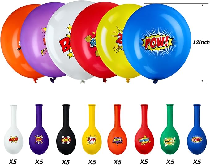 40 Pack Hero Balloons 12 Inches Hero Party Favors Latex Balloons Party Supplies Pets Decorations for Birthday