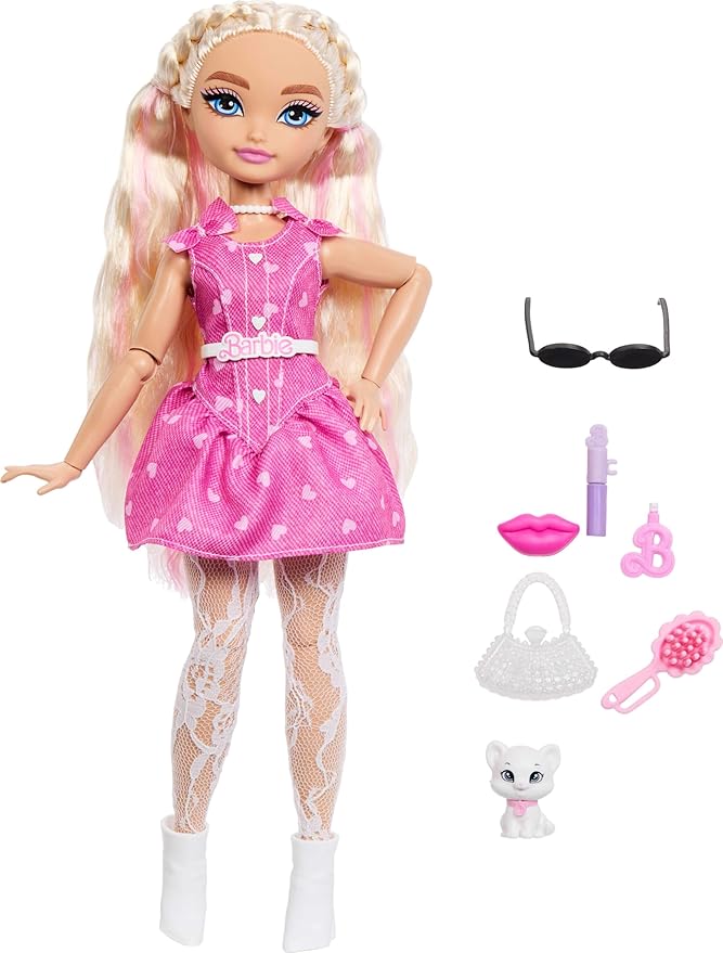 Barbie Dream Besties Malibu” Fashion Doll & Accessories, Posable with Blonde Hair & Makeup-Themed Toy Pieces