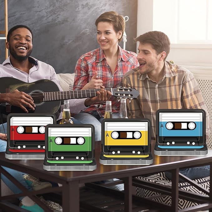 40PCS Cassette Tape Plates 70s 80s 90s Party Decorations 10 x 7 Inch Retro Square Paper Plates Tableware Music Themed Party Disposable Dinnerware for Retro Disco Hip Hop Kpop Theme Birthday Supplies