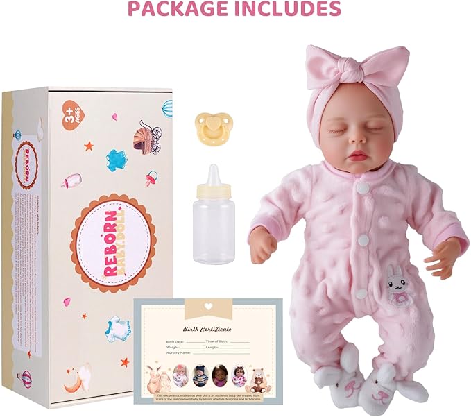 BABESIDE 12 Inch Lifelike Reborn Baby Dolls Vinyl Full Body, Soft Realistic Baby Doll Sweet Sleeping Preemie Real Life Baby Dolls Easy to Hold with Accessories Gift Set for Kids Age 3+