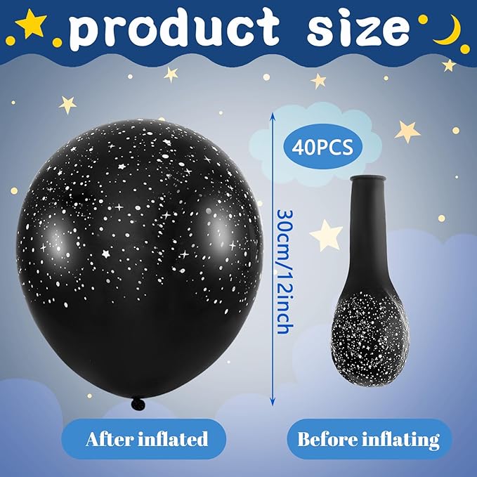 Deekin 40 Pcs 12 Inch Metallic Galaxy Theme Balloons Latex Outer Space Planet Balloons Space Astronaut Theme Birthday Party Decorations Supplies for Teens and Adult