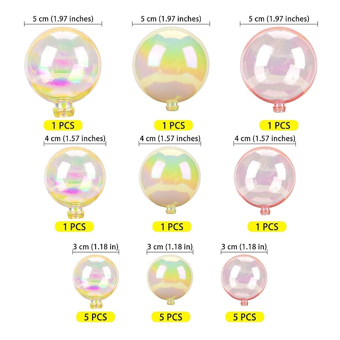 Gyufise 21Pcs Colorful Balls Cake Toppers Clear White Pink Mini Balloons Cupcake Topper DIY Cake Insert Topper Balls Cake Decorations for Wedding Anniversary Baby Shower Birthday Party Supplies