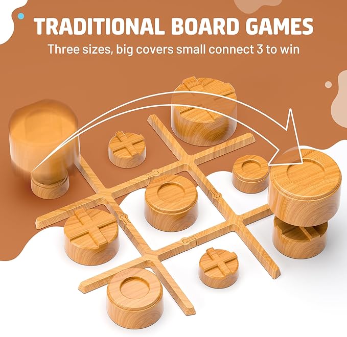 Tic Tac Toe Game, 3-in-1 Electronic Handheld Games Console for Kids Memory Growth, Portable Puzzle Travel Games,Board Game for Kids and Adults, Christmas and Birthday Gifts for All Ages 3+