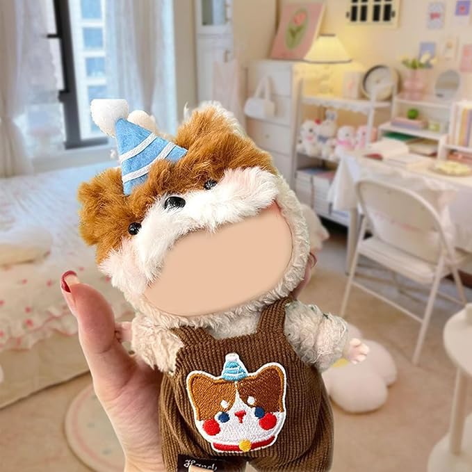 Clothes for 15/17cm Doll (No Doll), Fashion Outfit Set - Puppy hat + Jumpsuit, Cute Dress Up Accessories (Little Pup)