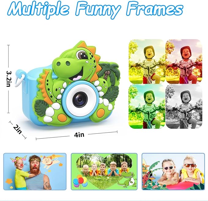 Kids Camera for Boys Toys Gifts, 3 4 5 Year Old Boy Birthday Gift, Kid Selfie Toy Cameras for Toddlers Age 3-5, Blue Small Children Digital Camera for Kids, 32G SD Card Included