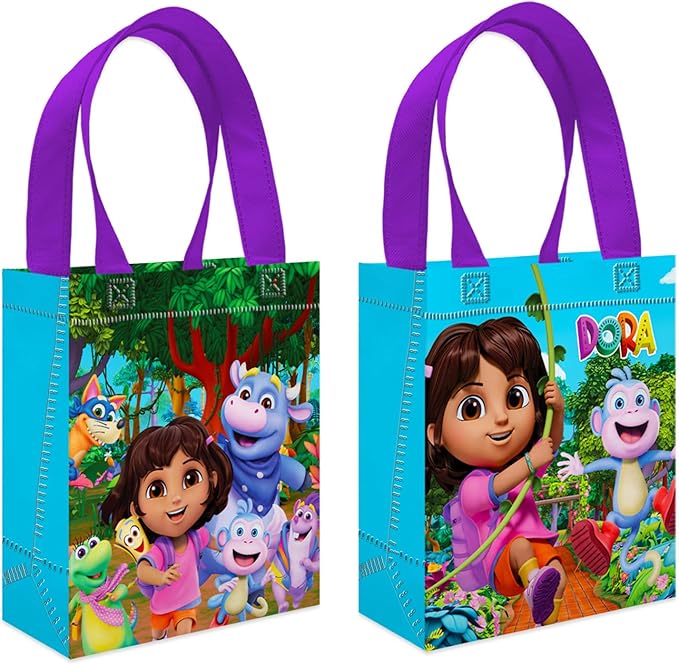Nickelodeon Dora the Explorer Party Favor Bags Set – 24 Pack 8" Goodie Bags for Kids Bulk Reusable Mini Totes | Dora the Explorer Birthday Party Supplies