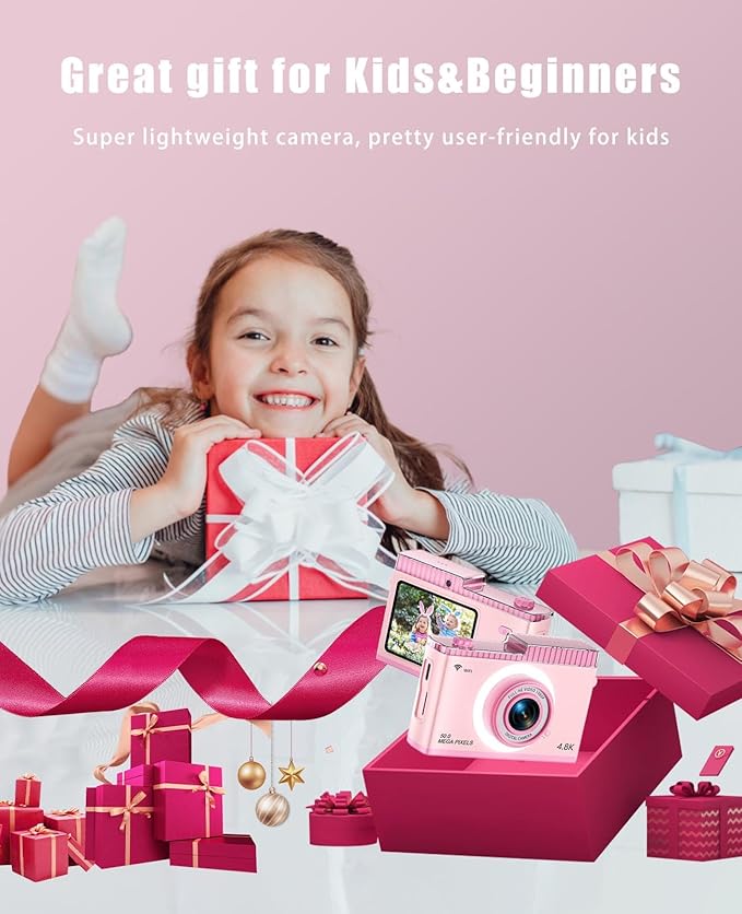Kids Digital Camera,40MP & 4K HD Digital Camera,MP3,with 32GB TF Card,USB-C Charging,Selfie Kids Camera,Easy-to-Use Children's Camera,Toys for Ages 8-13 Years Old