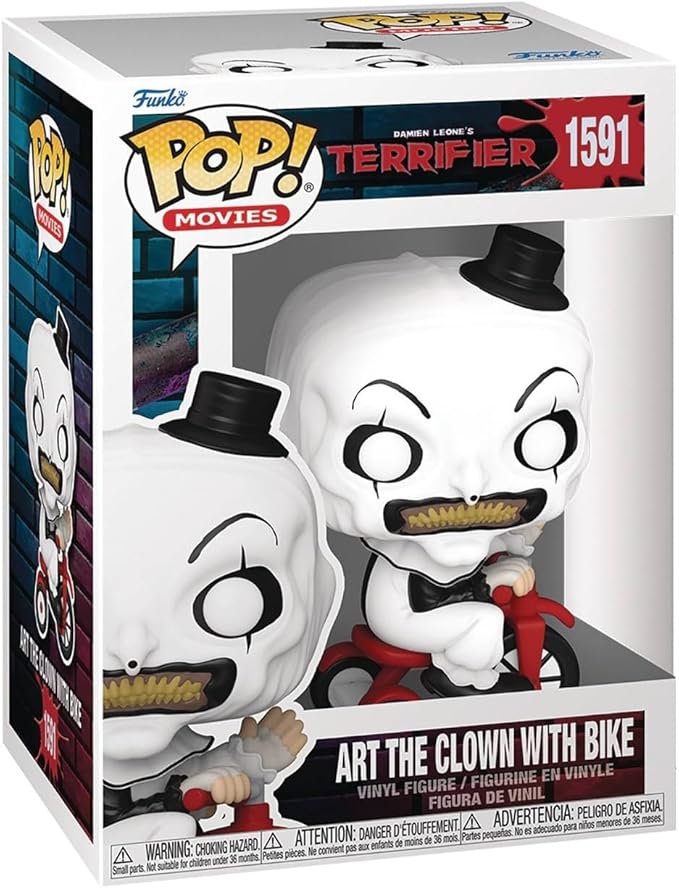 POP Funko Movies: Terrifier - Art The Clown with Bike Vinyl Figure (Bundled with Compatible Box Protector Case) Multicolor 3.75 Inches