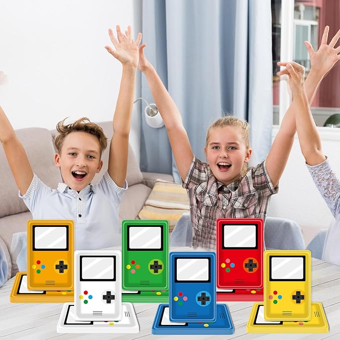 48PCS Video Game Birthday Party Decorations Colorful Controller Shaped Disposable Paper Square Plates Video Gaming Party Dessert Cake Tableware Set Gamer Decor for Kids Game on Theme Parties Supplies