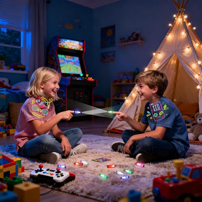 LovesTown 24PCS LED Finger Lights for Kids, Video Game Party Favors Finger Lights Glow in The Dark Supplies for Gamer Birthday Party Decorations Goodie Bags Easter Basket Stuffers Classroom Prizes