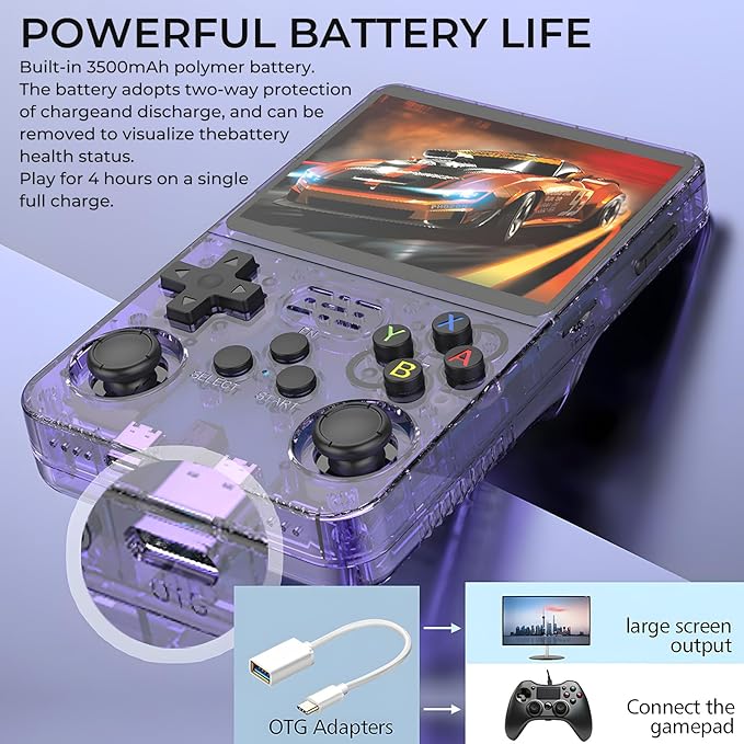 R36s Pro Retro Handheld Game Console, 3.5in IPS , 128GB Preloaded with 40000+Classic Games, Portable Game Console,30 +Game Emulator, Linux System,3500mah Rechargeable Battery