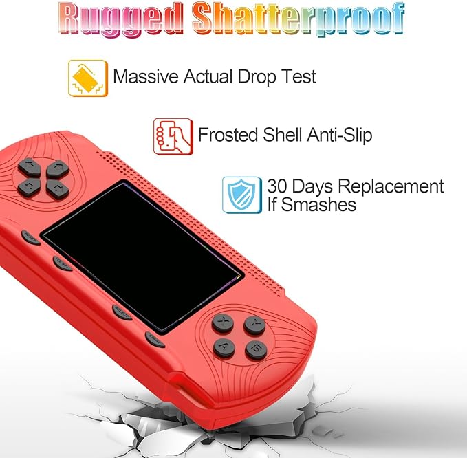 Handheld Games for Kids - Kids Video Game Player Preloaded 258 Retro Video Games, Portable Gaming Player with 3 Cartridges & 3" HD Screen Travel Electronic Toy Birthday Xmas Gift for Boys Kids 4-12
