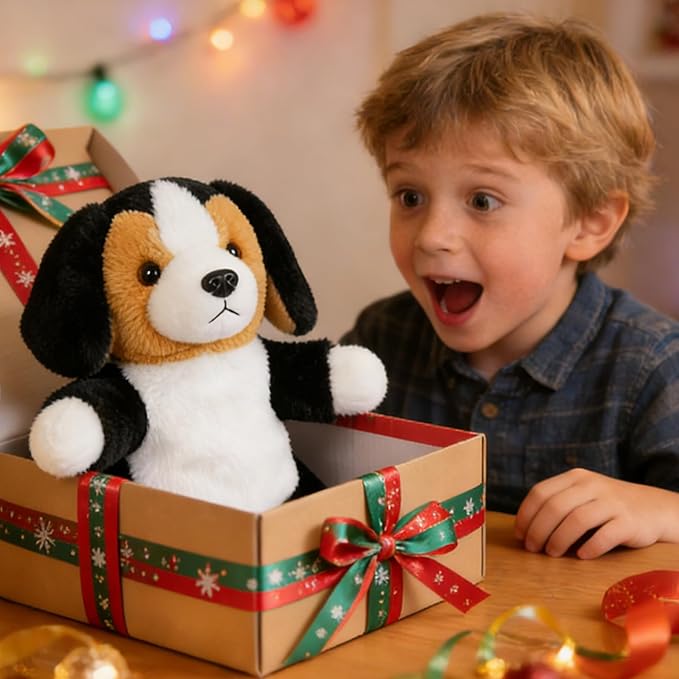 Hand Puppet for Kids Toddlers Plush Dog Won’t Shed Animal Toy for Role Play Storytelling Preschool Classroom Educational Birthday Beagle