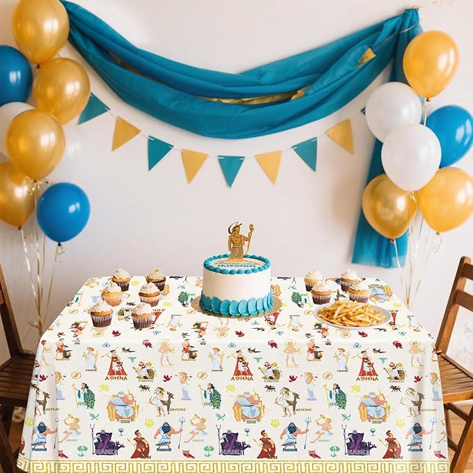 4 Pack Greek Mythology Party Tablecloth - Greek Mythology Decorative Table Cover Party Table Cloth Supplies for Ancient Greece Culture Supplies (51 x 86 Inches)