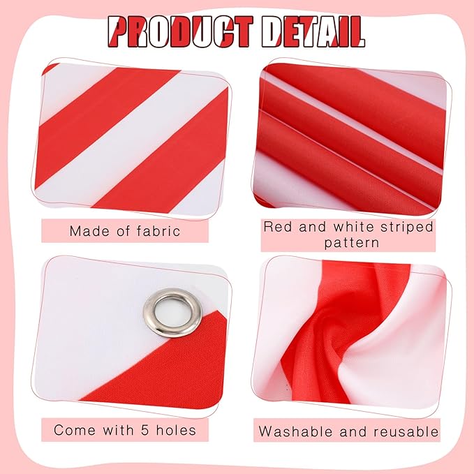 Preboun 6 Pcs Carnival Tent Circus Hanging Awning Decorations Red White Striped Carnival Banner Canopy Party Supplies for Kids Birthday Mardi Gras Theme Christmas Celebration, 9.84 x 78.74 Inches