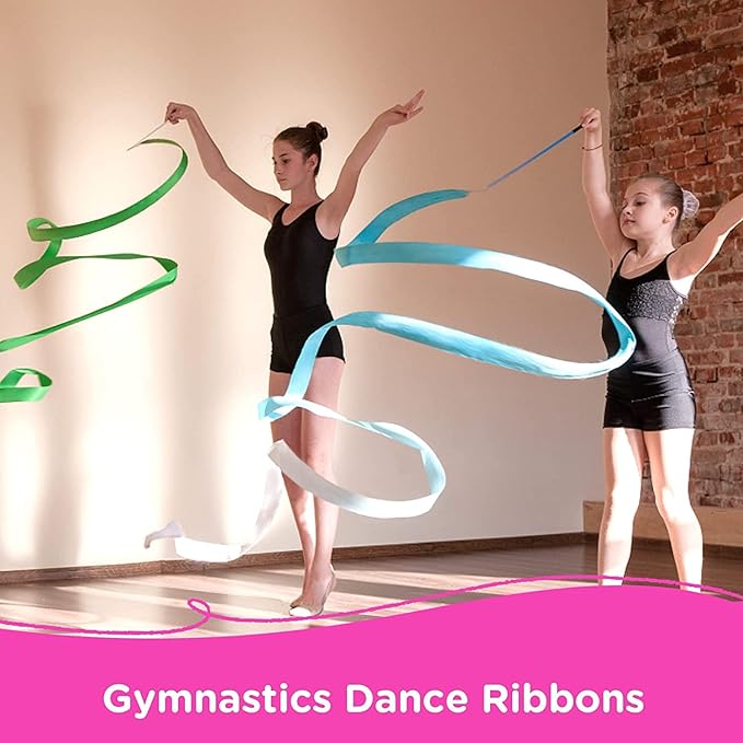 50PCS Multi-colors Dance Ribbons Party Favors for Kids Circus Carnival Rhythmic Gymnastics Ballerina Birthday Party Streamers Decoration, Kids Ribbon Silks Sticks Wands for Girls