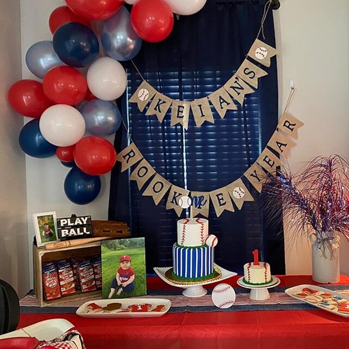Red Blue White Balloons Arch Garland for Baseball Party Decorations Labor Nautical Balloons Navy Pearl Light Blue Latex Balloon for Hero Birthday Britain Sporting 4th of July Independence Day