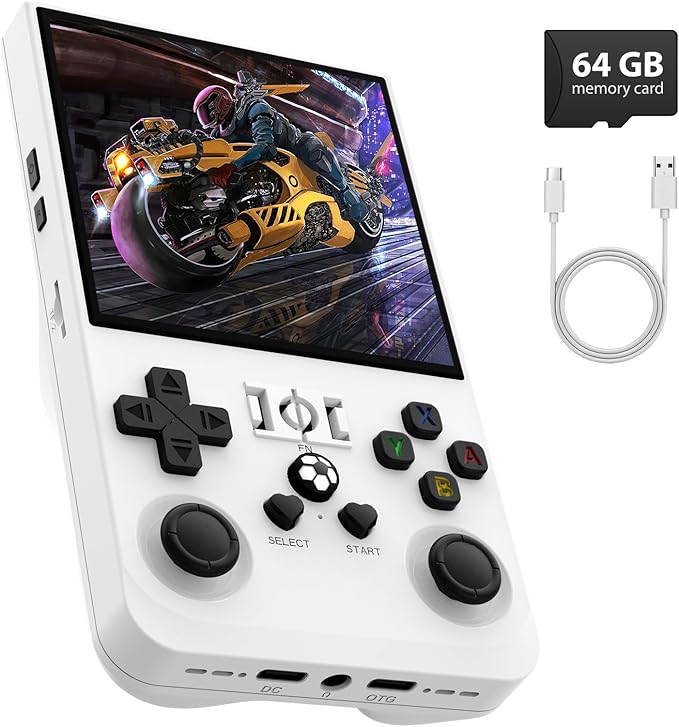 R36MAX Retro Gaming Console, 4.0 Inch Handheld Game Console with 64GB Classic Video Games Inchluded,Support 30+ Simulators,Hand Held Game Console for Christmas (White)