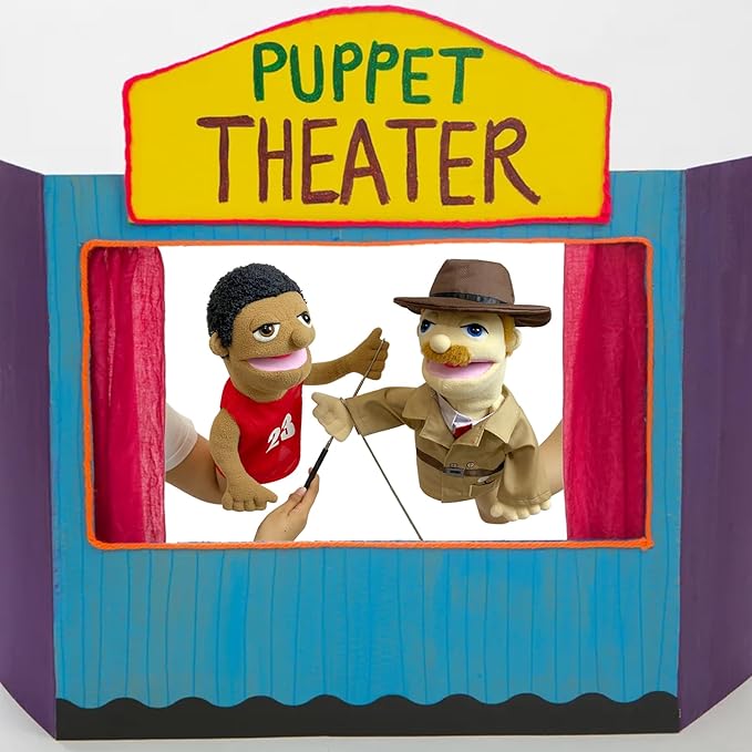 16"Puppets Entriloquist Pupp et,Hand Puppets for Kids Plush Sportsman Puppets for Adults with Removable Mouth Puppet for Kids Ages 4-8，Hand Pu ppet for Adults with Scalable Puppet Control Rod