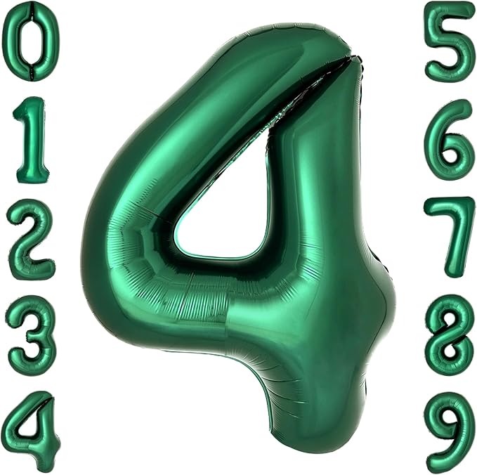 Dark Green Number 4 Balloons Large Emerald Green Number Balloons 40 Inch Jungle Safari Birthday Party Supplies Graduation Decorations Forest Green 4 Balloon