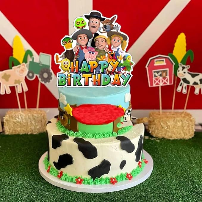 ELZEM Zenon Farm Party Decorations,Superstars Zenon Farm Birthday Party Supplies Includes Banner - Cake Topper - 24 Cupcake Toppers - 18 Balloons, Blue
