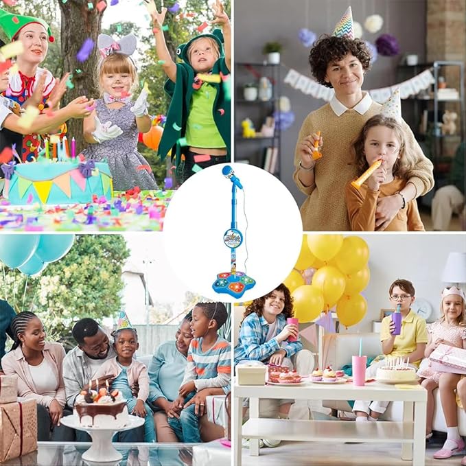 The All-in-One Microphone Toy, Kids Karaoke Microphone with Stand with Colorful Lights, Echo Effects, Adjustable Stand, Fun and Easy-to-Use, Christmas Birthday Gifts for Little Singers (Pink 1Pc)