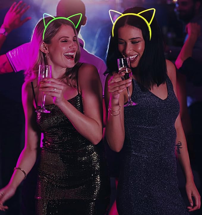 Glow in The Dark Party Supplies Cat Ear Crown Heads for Birthday Party Halloween Party