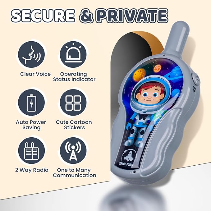 Walkie Talkies for Kids Toys Gifts for 3 4 5 6 7 Year Old Girls Boys Long Range Space Adventure Walkie Talkies for Christmas Birthday Easter Gifts Indoor Outside Games Gray