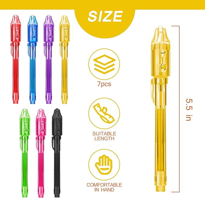 ZUNTENG Invisible Ink Pens, 28pcs Spy Pens with UV Light - Fun Activity for Secret Messages and Kids Goodies Bags