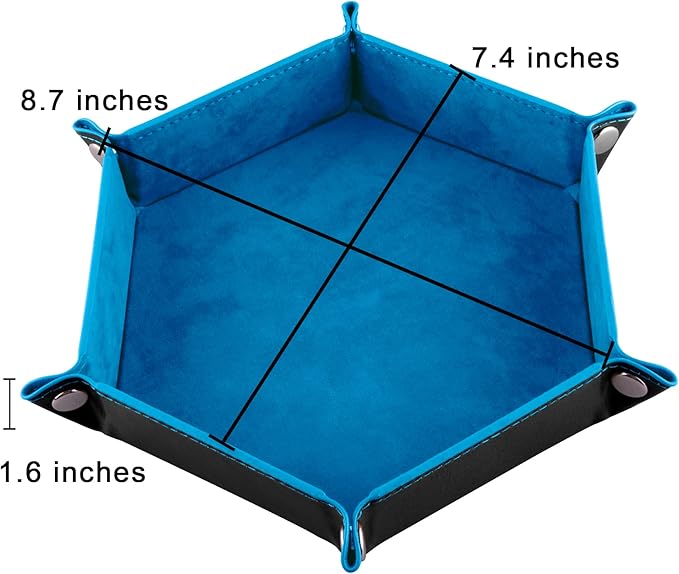SIQUK 6 Pieces Dice Tray Hexagon Dice Rolling Holder Folding PU Leather Dice Trays for Dice Games Like RPG, DND and Other Table Games(Red, Blue, Violet, Black, Green, Yellow)