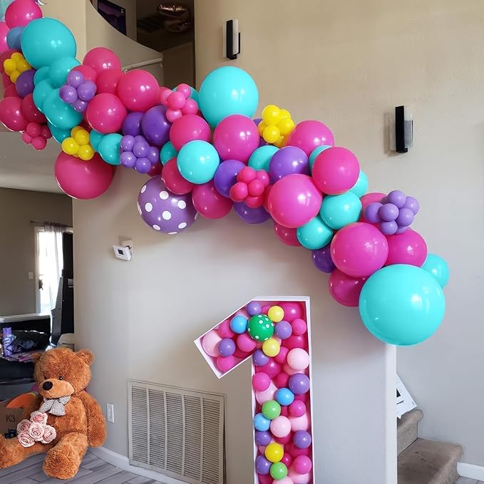 Pink Blue Purple Balloon, 60 Pcs 12 Inches Hot Pink Metallic Purple Burgundy Balloons for Kids Magic Theme Birthday Decoration Birthday Balloons Baby Shower Engagement Party Supplies