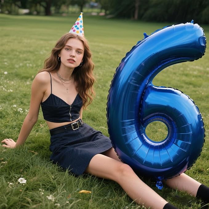 40 Inch Navy Blue Foil Number 6 Foil Balloon 6th 16th 60th 66th Birthday Jumbo Anniversary Corporate Milestone Event Decorations Dark Blue 6 Digit Birthday Party