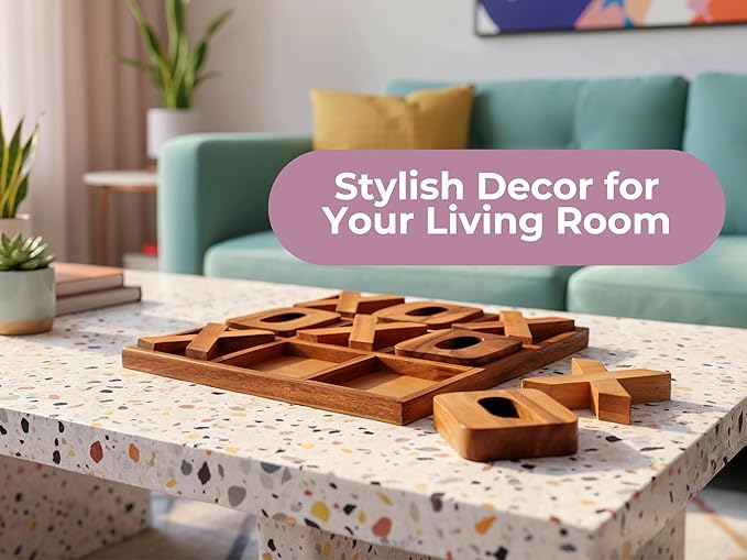 BSIRI Jumbo Tic Tac Toe Board Games 14 Inch - Wall Tic Tac Toe for Rustic Home, Farmhouse, Patio, Coffee Table Decor, Ideal Outdoor, Game Night, Family Games, Unique Gifts for Couples