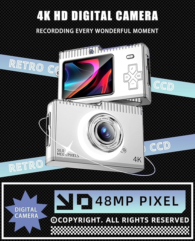 Kids Selfie Camera,8X Digital Zoom,40MP HD 1080P Video,with 32GB TF Card,Lanyard,USB-C Charging,Safe Durable Kids Digital Camera,Christmas Birthday Toy Gifts