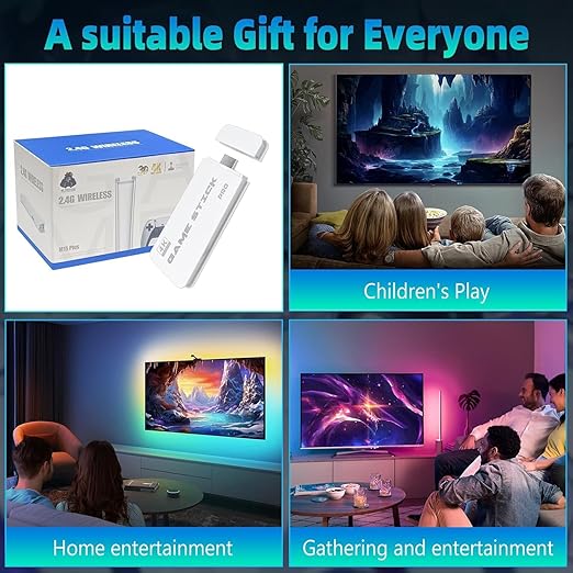 AQHH 2025 Retro Gaming Console, Retro Game Stick with 4K HDMI, Classic Video Games, Upgraded Dual 2.4G Wireless Controllers 64GB