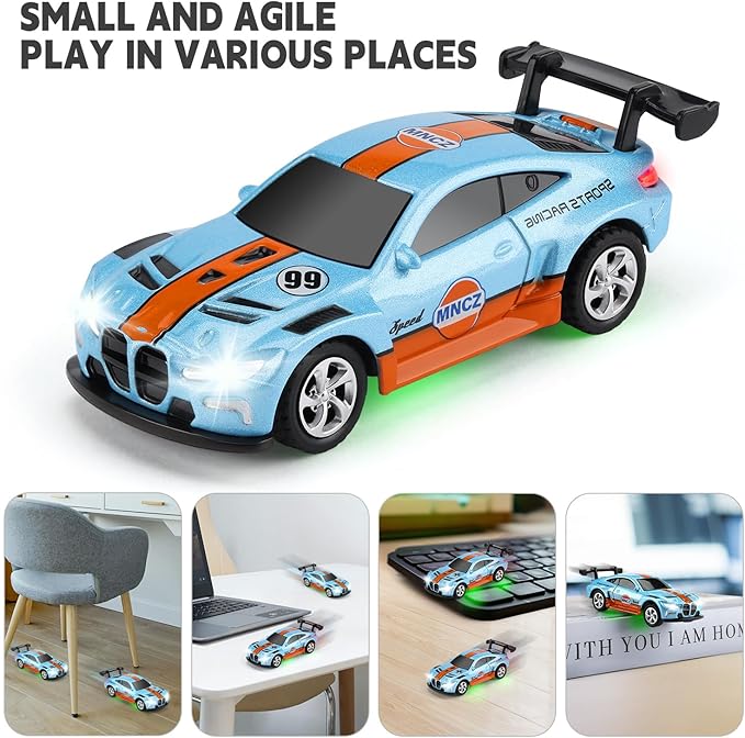 SASBSC Mini RC Toy Cars for Boys Kids Adults, 2.4GHz APP Remote Control Car with Lights and 3 Speed Modes, 1/64 Race Toy Car Rechargeable for Boys Ages 5-7 8-12,Birthday Gifts for Kids