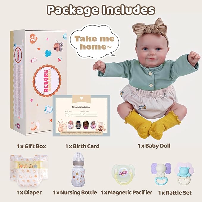 BABESIDE Reborn Baby Dolls, 20Inch Cute Soft Vinyl Realistic-Newborn Baby Doll Poseable Real Life Lifelike Baby Dolls w/Doll Accessories for 3+ Year Old Girls