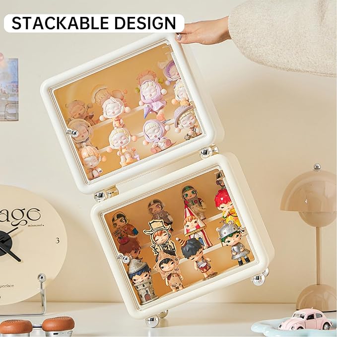 3 Tiers Clear Display Case for Figures, Dustproof Storage Organizer Box with Magnetic Door and Figure Holders, Acrylic Showcase for Collectibles Action Figure(1, Large)