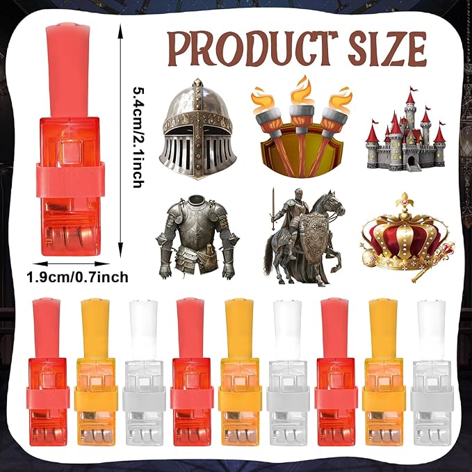 36Pcs Medieval Knight LED Finger Lights Medieval Party Favors Glow in the Dark Light Up Finger Lights Knight Themed Toys Bulk for Kids Birthday Party Goodie Bag Stuffer Birthday Gifts Classroom Prize