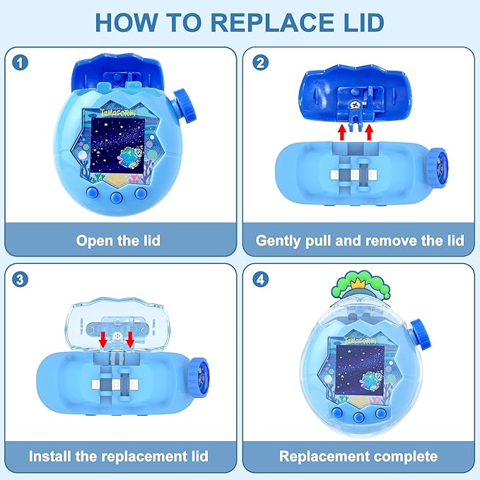 for Tamagotchi Paradise Clear Case and Replacement Lid Set, Ideal for DIY Fans, Collectors and Display, for Paradise Tamagotchi Accessories, with Lanyard (No Device/Film)