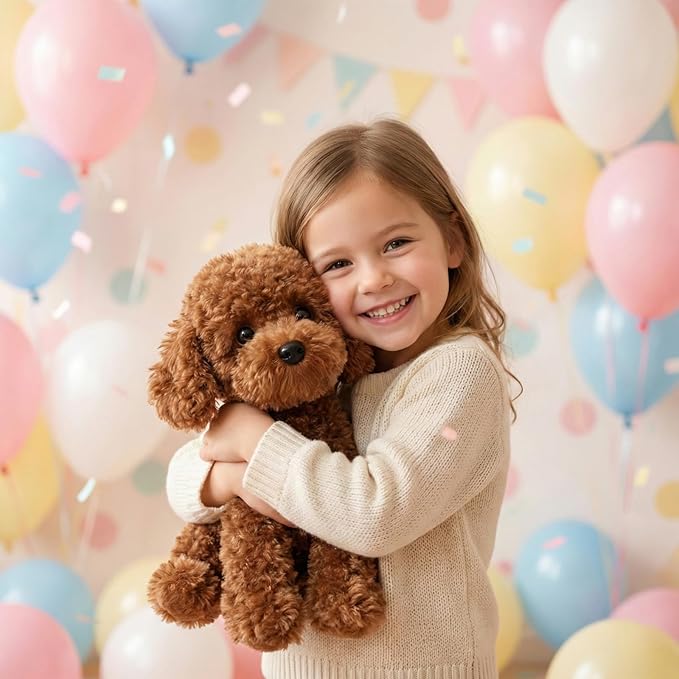 Adorable Labradoodle Plush Toy Fluffy Red Brown Poodle Stuffed Animal Dog Puppy, 12.6" - Perfect for Kids, Babies, Birthday, Nursery