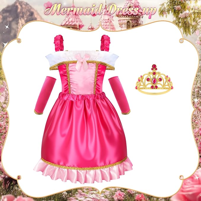 VGOFUN Princess Dress Up Clothes for Little Girls - Princess Costume for Girls with Princess Toys Dress Up Outfit Pretend Play Dresses Toddler Girls Gifts for Christmas Birthday Aged 3 4 5 6