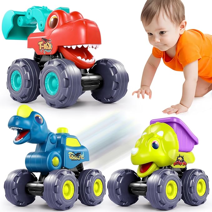 OCATO Dinosaur Monster Trucks for Toddlers 2-4 Years Dinosaur Toys for Kids 2 3 4 5, Kids Toys Boys 3-5 Baby Toddler Boy Toys Gifts Age 2 3 4 Birthday Gifts Xmas