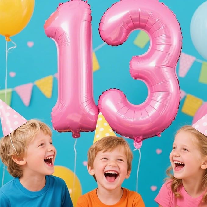 40 Inch Pink Number 13 Digital Balloon,Jumbo Mylar Foil Helium Balloon for 13 Balloons for Birthday Party,Wedding Anniversary Party Decorations