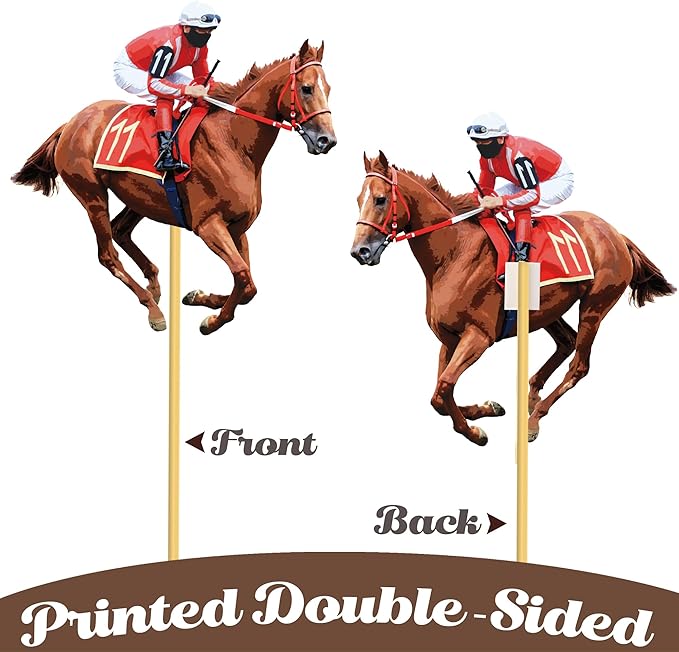 Horse Racing Centerpiece Sticks 17 Pieces Horse Race Party Table Toppers Derby Day Decorations Racehorse Party Supplies for Run for The Roses Racing Birthday Party Decor